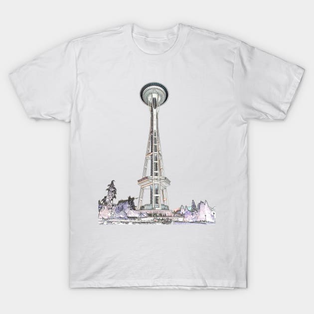 Seattle Space Needle edges T-Shirt by djhyman